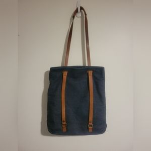 Mark and Graham Leather and Demin Jean combo bag. UNIQUE. cool straps. Euc